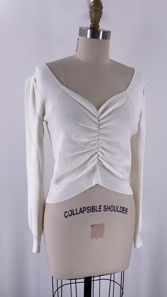 Pretty Garden White Sweater, M