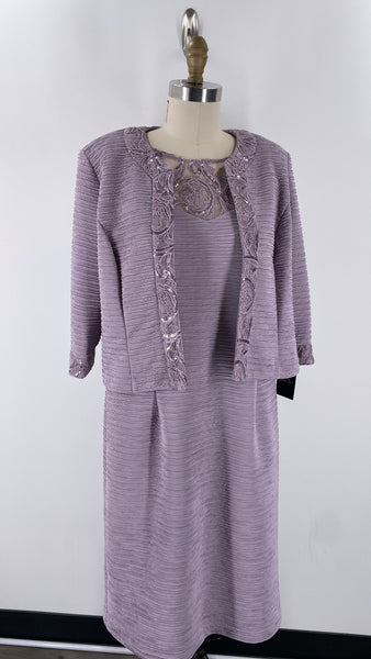 New Brianna Milay 2pc Lavender Dress + Jacket, 14