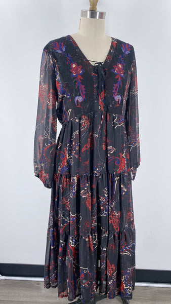 Reba Black Print Dress, L