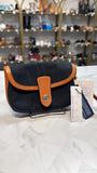 New Dooney & Bourke Black Leather Trimmed Canvas Wristlet, 6"x4.25"