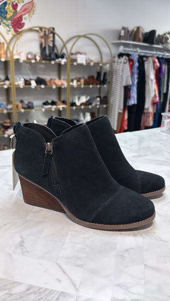 Toms Black Wedge Boots, 8.5