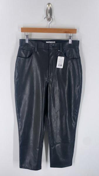Abercrombie & Fitch High Rise Ankle Straight Faux Leather Jeans, 10