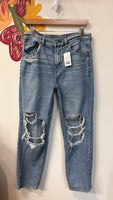American Eagle High Rise Baggy Straight Jeans, 10
