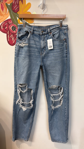 American Eagle High Rise Baggy Straight Jeans, 10