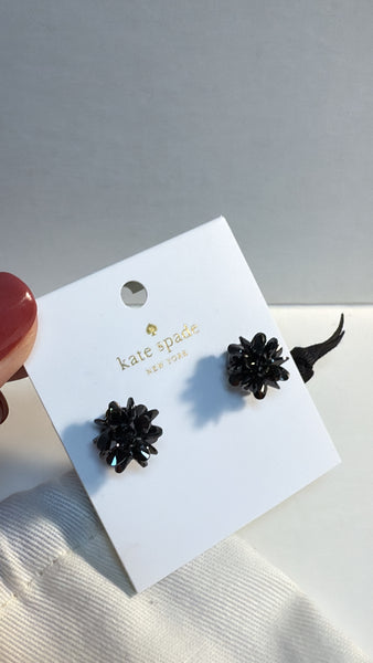 New Kate Spade Hematite Flying Colors Black Rock Candy Cluster Stud Earrings