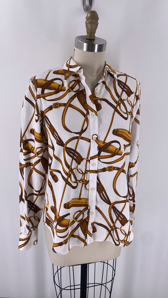 Lauren Ralph Lauren Button Front Non Iron Top, L
