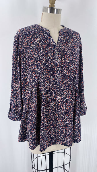 Cocomo Blue Floral Top, 1X