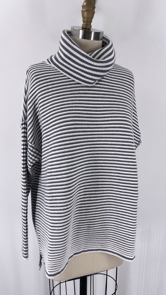 Chico's Gray Stripe Zenergy Sweater, L