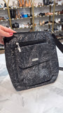 Baggallini Black Print Crossbody Bag, 10"x10"