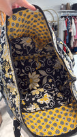 Vera Bradley Black/Yellow Tote Bag, 23"x12"