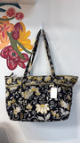 Vera Bradley Black/Yellow Tote Bag, 23"x12"