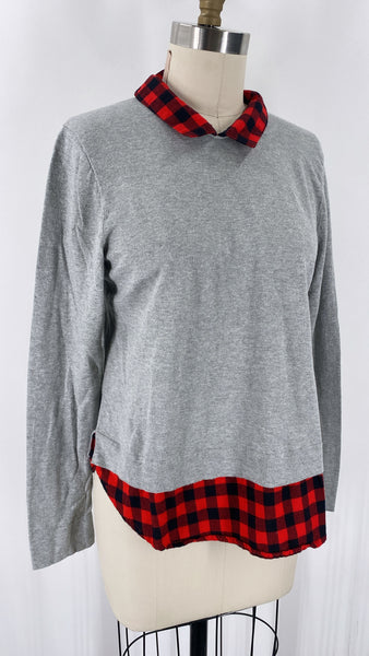 J. Crew Gray/Buffalo Plaid Sweater, M
