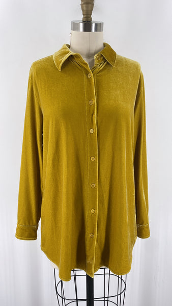 Soft Surroundings Velvet Button Front Top, M