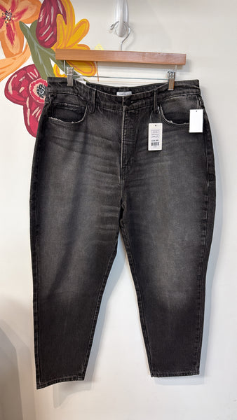 New Good American Black "Good Mom" High Rise Jeans, 14 (retail $149)