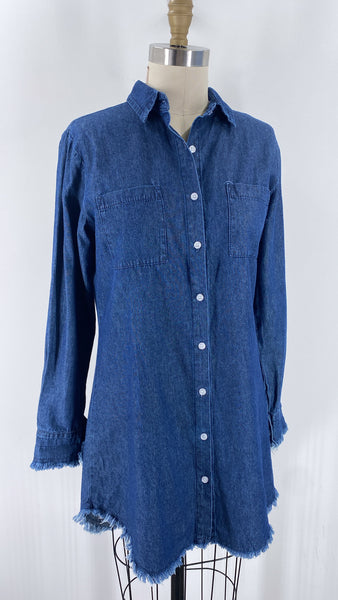 Denim Button Front Dress, S