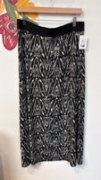 Alfani Black Print Skirt, L Petite