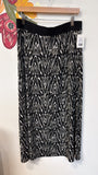Alfani Black Print Skirt, L Petite