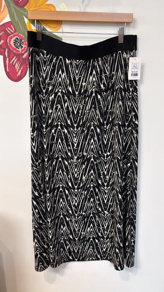 Alfani Black Print Skirt, L Petite
