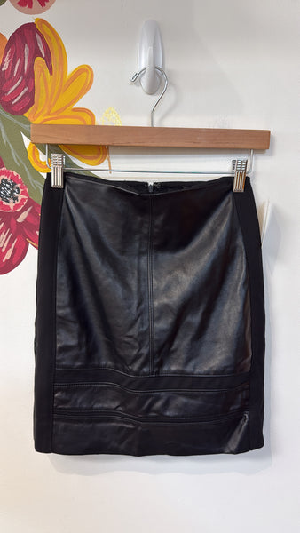 White House Black Market Black Faux Leather Skirt, 00