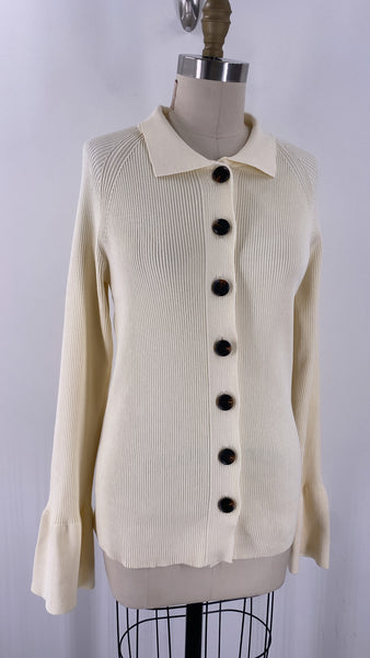 Alexia Admor Ivory Button Front Collared Cardigan, XL