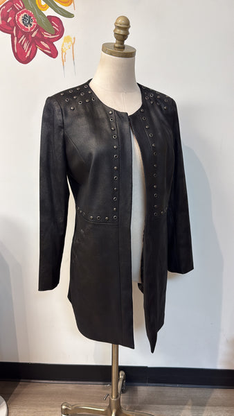 Lena Gabrielle Black Open Front Jacket, 6
