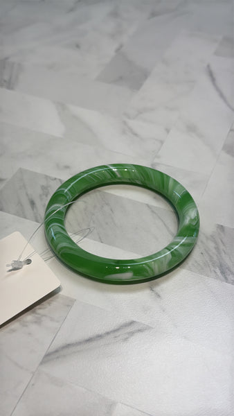 Green Glass Bangle Bracelet