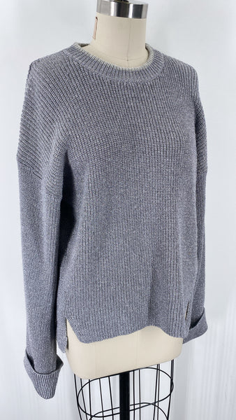 New Joie Silver Metallic Cashmere/Wool Blend Sweater, L