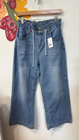 Wide Leg Drawstring Jeans, M