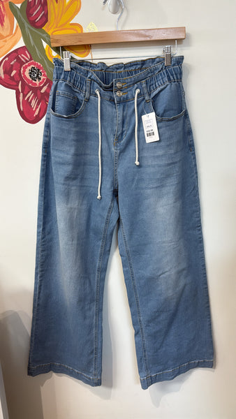 Wide Leg Drawstring Jeans, M