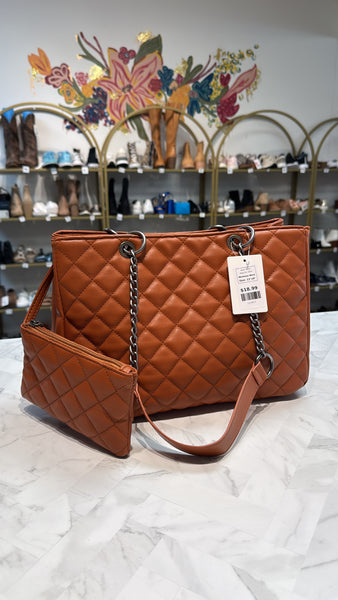 Montana West Brown Faux Leather Shoulder Bag, 13"x9"