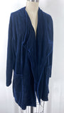 Amaryllis Blue Velvet Open Front Jacket, L