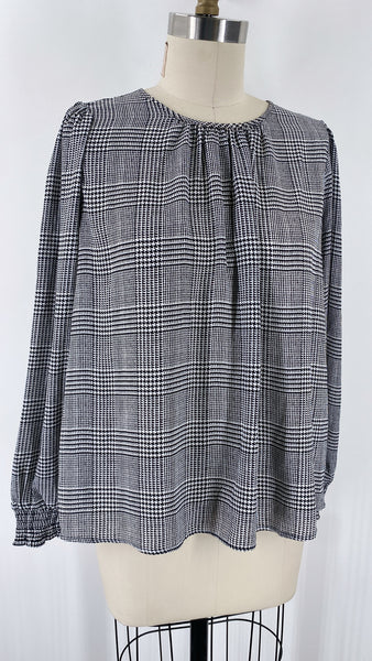 New Ann Taylor Black Print Top, M (retail $64)