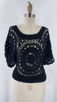 Arden B Black Open Stitch Sweater, S