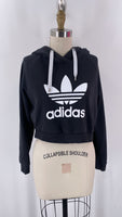 Adidas Black Cropped Hoodie Sweatshirt, S