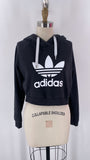 Adidas Black Cropped Hoodie Sweatshirt, S
