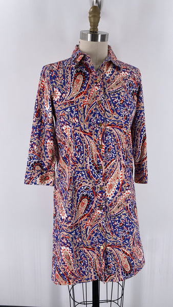 Talbots Print Button Front Dress, 4 Petite