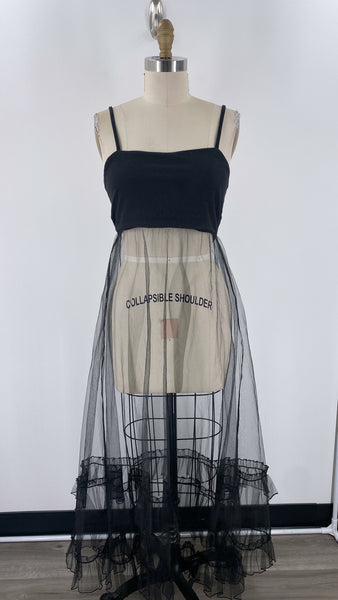 New Anthropologie Black Sheer Dress, M (retail $98)