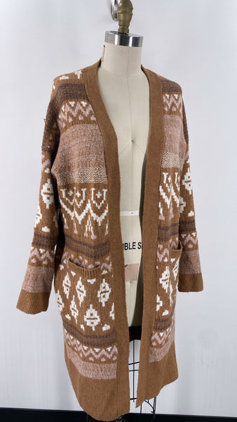 Pink Rose Brown Cardigan, XL