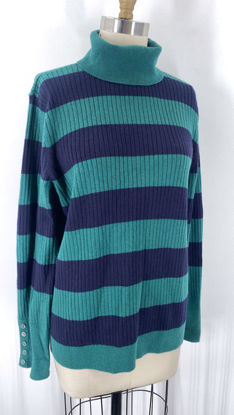 New Talbots Green/Navy Sweater, XL
