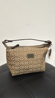 Coach Brown Canvas Signature Small Handbag, 8"x5"