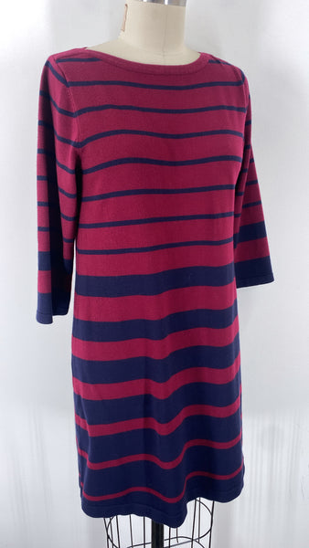 Alyx Burgundy Stripe Dress, L Petite