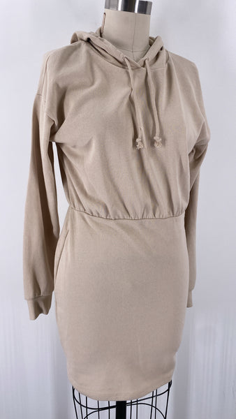 Heart Hips Tan Hooded Fitted Dress, L
