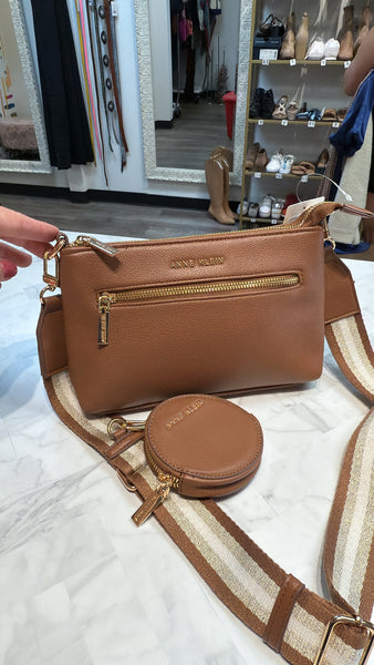 Anne Klein Brown Crossbody Bag, 9.5"x6"