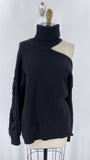 Gibson Latimer Black Open Shoulder Sweater, L