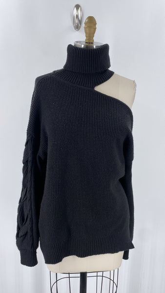 Gibson Latimer Black Open Shoulder Sweater, L
