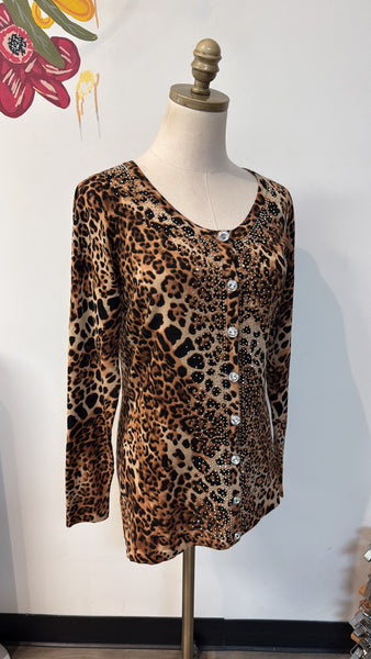 Boston Proper Animal Print Cardigan, S