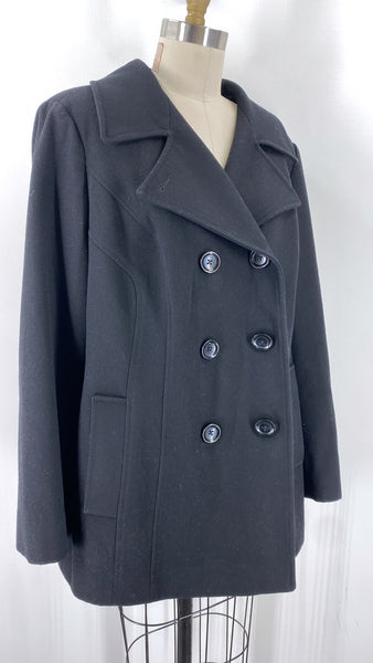Anne Klein Black Wool Blend Coat, 1X