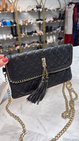 Boston Proper Black Faux Leather Crossbody Bag, 10"x6"