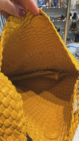 Yellow Woven Shoulder Bag, 13"x15"