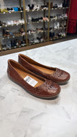 Naturalizer Brown Leather Kyndell Flats, 6.5